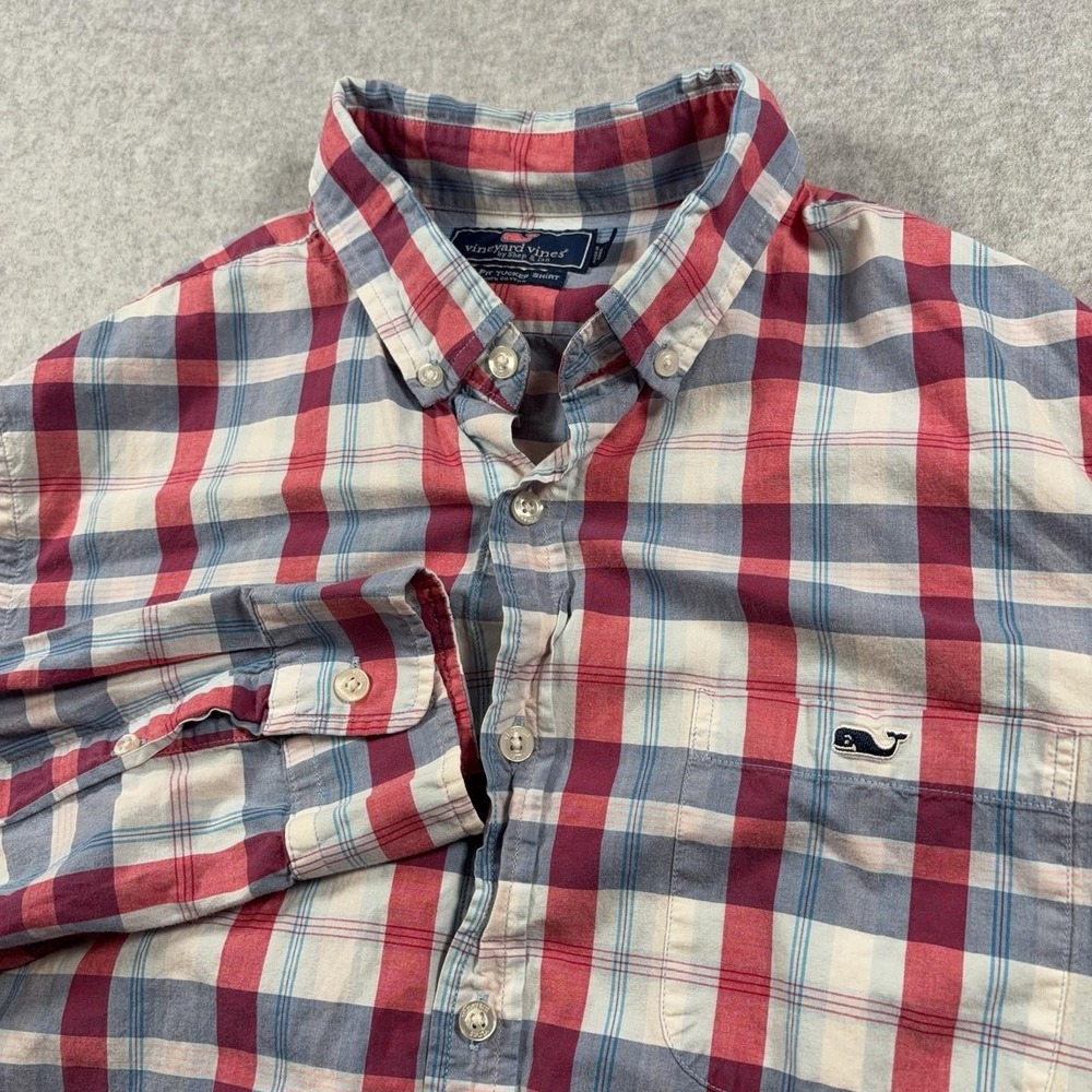 Vineyard Vines Shirt Mens Large Multicolor Plaid Slim Fit Tucker Long Sleeve